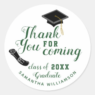 Sticker Rond Classe blanche et verte de Merci diplômé 2025