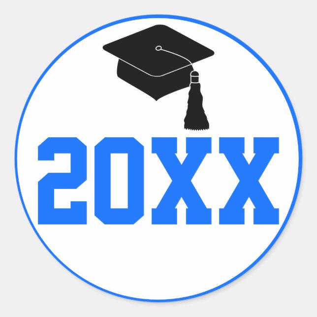 Sticker Rond Classe Bleue Année d'obtention du diplôme (Devant)