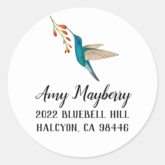 Sticker Rond Classe d'adresse de retour de l'oiseau-de-vie (Devant)