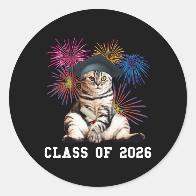 Sticker Rond Classe D'Amoureux des chats 2026 (Devant)
