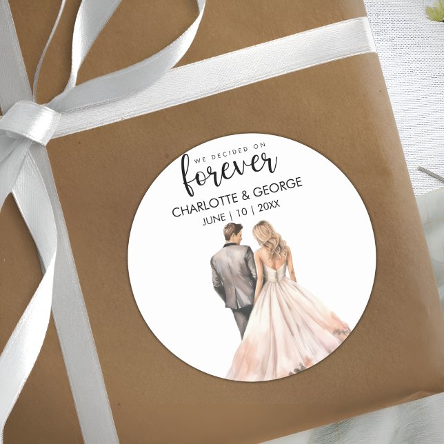 Sticker Rond Classe d'aquarelle arrière de mariée pour un Maria (Créateur téléchargé)