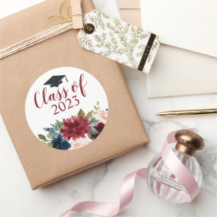 Sticker Rond Classe d'aquarelle florale de Bourgogne