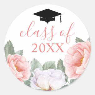 Sticker Rond Classe d'aquarelle rose florale