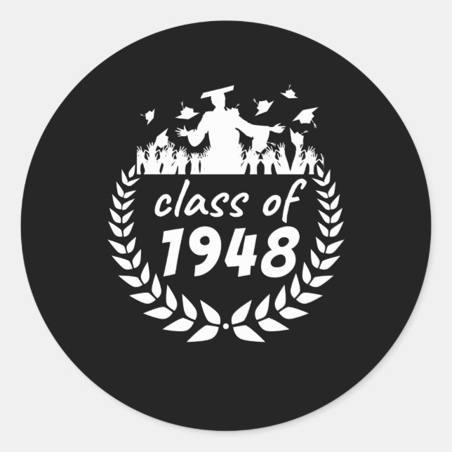 Sticker Rond classe de 1948 graduation ou conception de réunion (Devant)