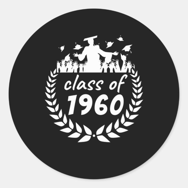 Sticker Rond classe de 1960 graduation ou conception de réunion (Devant)