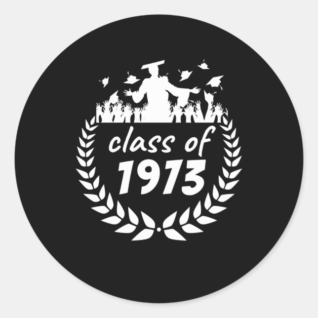 Sticker Rond classe de 1973 diplôme ou dessin de réunion par an (Devant)