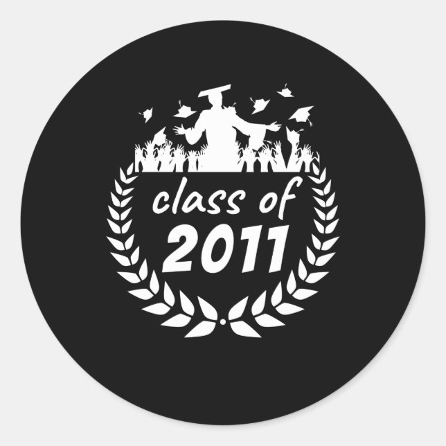Sticker Rond classe de 2011 diplôme ou reunion design par (Devant)