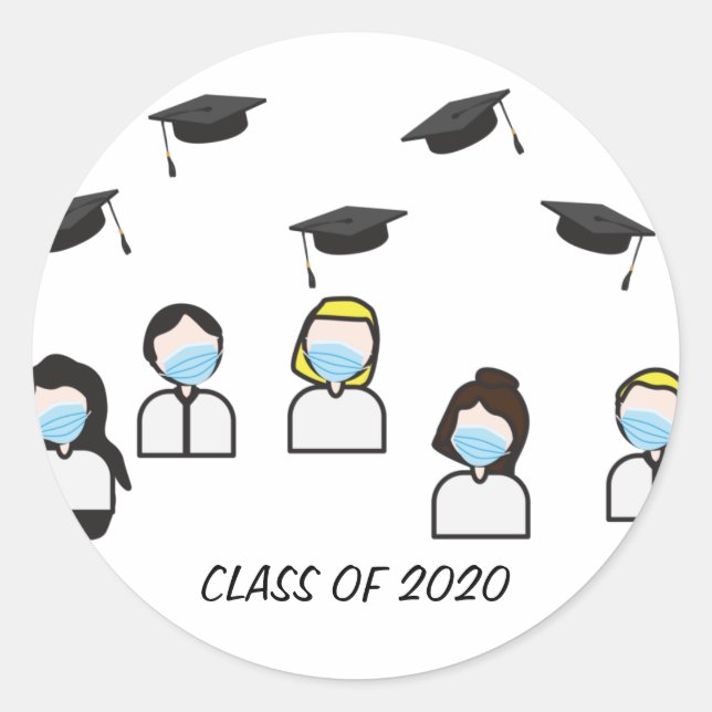 Sticker Rond Classe de 2020 Graduation (Devant)