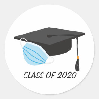 Sticker Rond Classe de 2020 Graduation avec masque facial