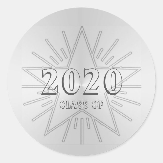 Sticker Rond Classe de 2020 Graduation Day par Janz Silver Star (Devant)