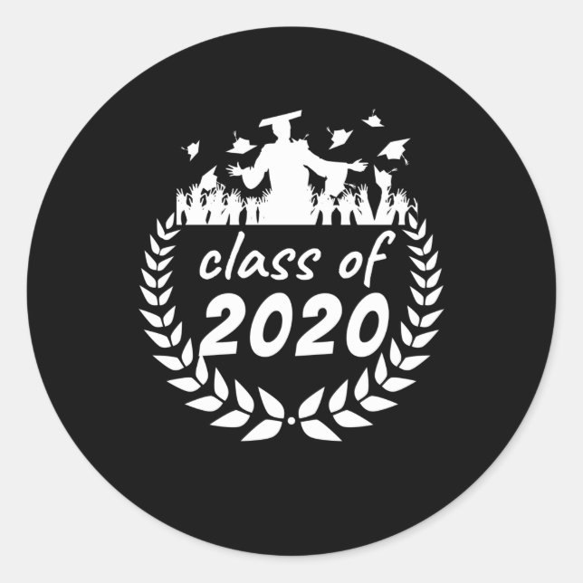 Sticker Rond classe de 2020 graduation ou reunion design par (Devant)