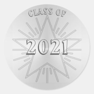 Sticker Rond Classe de 2021 Graduation Day par Janz Silver Star