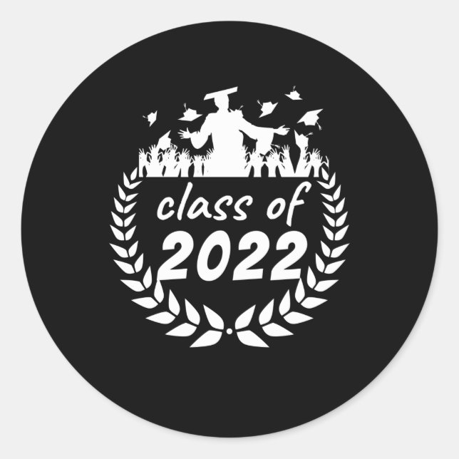 Sticker Rond classe de 2022 diplôme ou reunion design par (Devant)