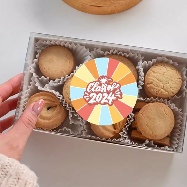 Sticker Rond Classe de 2024 Célébration des diplômes (Class of 2024 Graduation Celebration Classic Round Sticker)