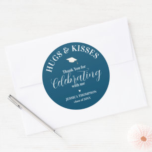 Sticker Rond Classe de 2024 Merci Hugs & Kisses Graduation