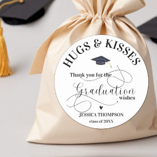 Sticker Rond Classe de 2024 Merci Hugs & Kisses Graduation