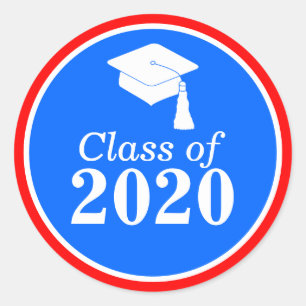 Sticker Rond Classe de 2024 Red White Blue Graduation