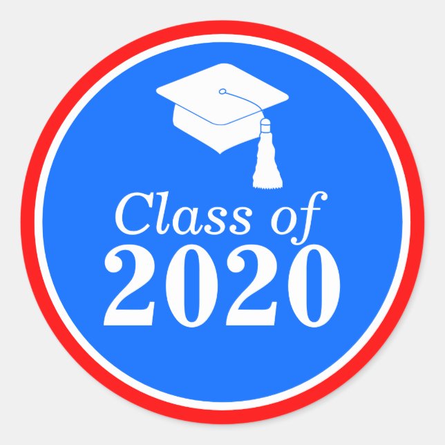 Sticker Rond Classe de 2024 Red White Blue Graduation (Devant)