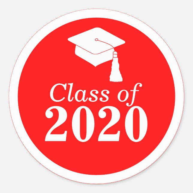 Sticker Rond Classe de 2024 Red White Graduation (Devant)