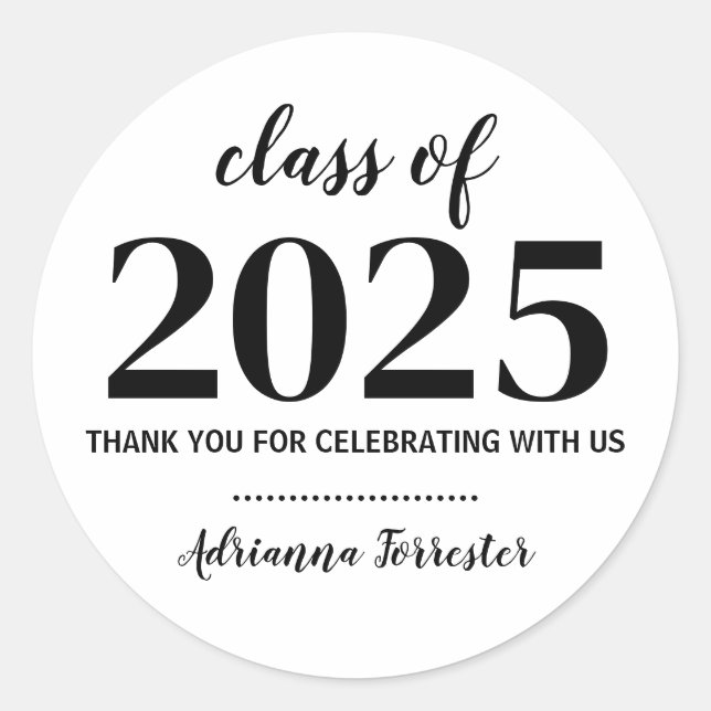 Sticker Rond Classe De 2025 | Merci audacieux (Devant)