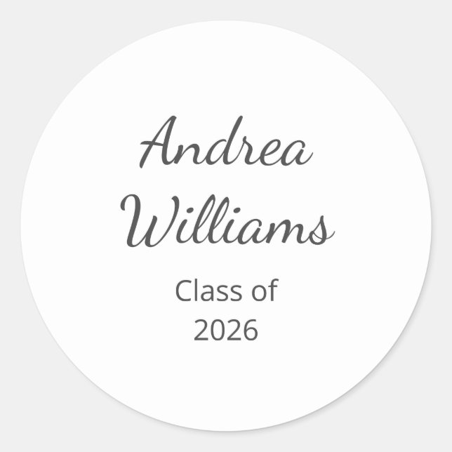 Sticker Rond Classe de 2025 Simple Graduation Return Adresse (Devant)