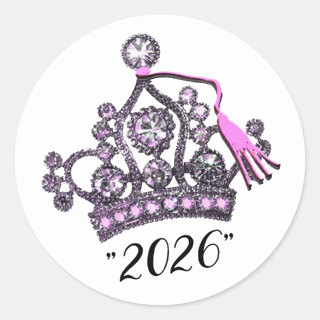 Sticker Rond  «Classe de 2026» Couronne de princesse (Devant)