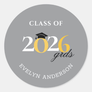 Sticker Rond Classe de 2026 Diplômé Bonbons Cadeaux Clas