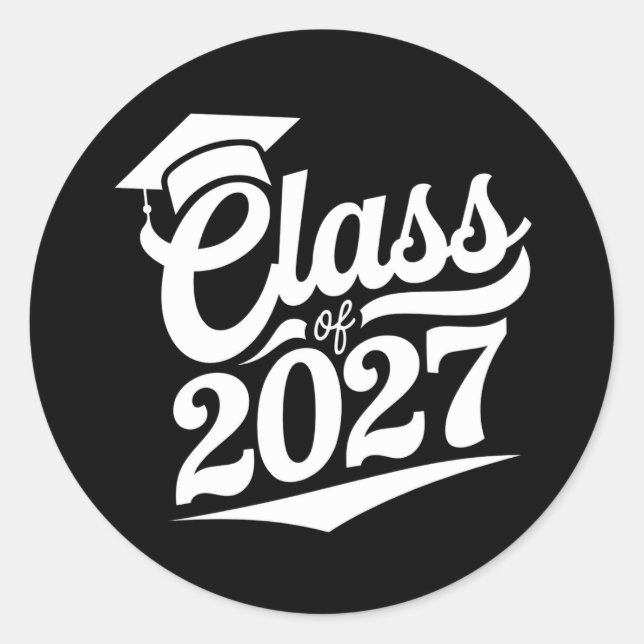 Sticker Rond Classe De 2027 Diplômé (Devant)