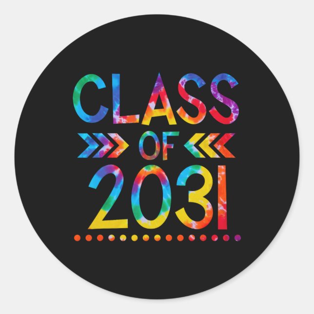 Sticker Rond Classe de 2031 - Tie teinture Retour à l'école Cla (Devant)