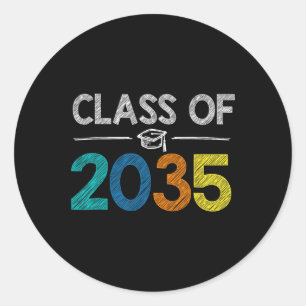 Sticker Rond Classe De 2035 Premier Jour D'Enseignement De Grad