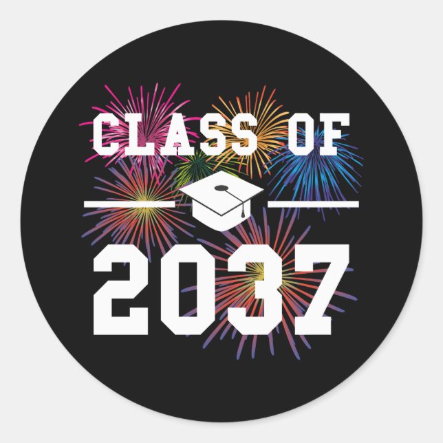 Sticker Rond Classe de 2037 Premier jour de croissance scolaire (Devant)