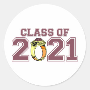 Sticker Rond Classe De Bague De Classe 2021 (Maroon)