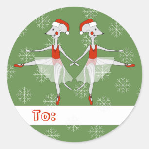 Sticker Rond Classe de Ballerine de Souris illusima Noël Flocon