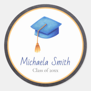 Sticker Rond Classe de Bleu clair Bleu Barrière avec Tassel