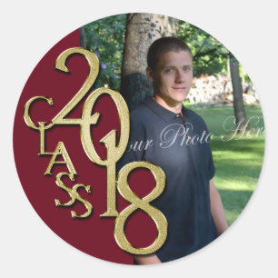 Sticker Rond Classe de Bourgogne et d'or 2018