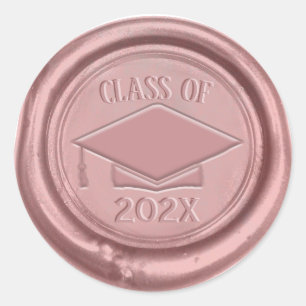 Sticker Rond Classe de capot de graduation rose d'or de cire 20