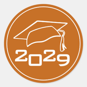 Sticker Rond Classe de capuchon de fin d'études Année Orange br