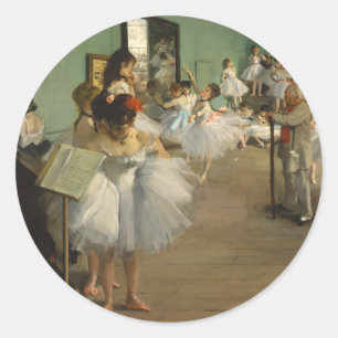 Sticker Rond Classe de danse de Degas Danseuses de ballet Danse