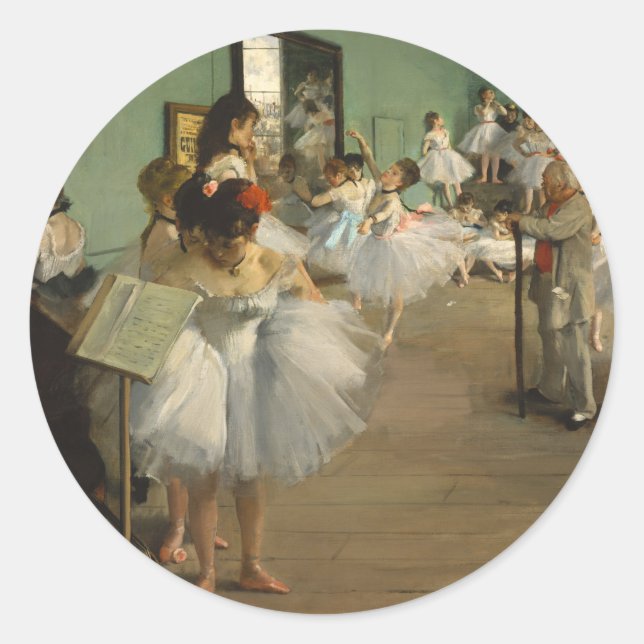 Sticker Rond Classe de danse de Degas Danseuses de ballet Danse (Devant)