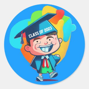 Sticker Rond Classe De Diplôme De 2025 Cartoon Graduate Topper