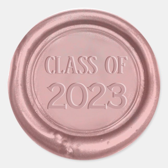 Sticker Rond Classe de diplôme de la cire d'or Rose 2018 (Devant)