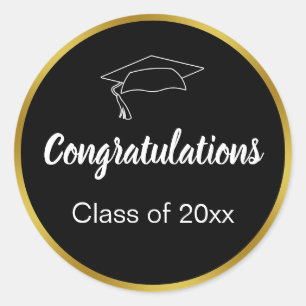 Sticker Rond Classe de félicitations de 2023 Black White and Go