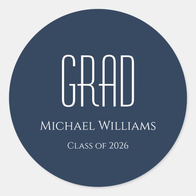 Sticker Rond Classe de fin d'études de 2025 Bleu (Devant)