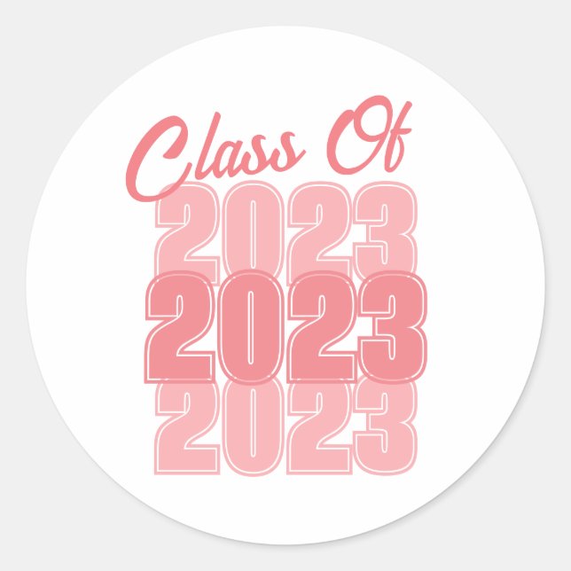 Sticker Rond Classe de fin d'études rose (Devant)