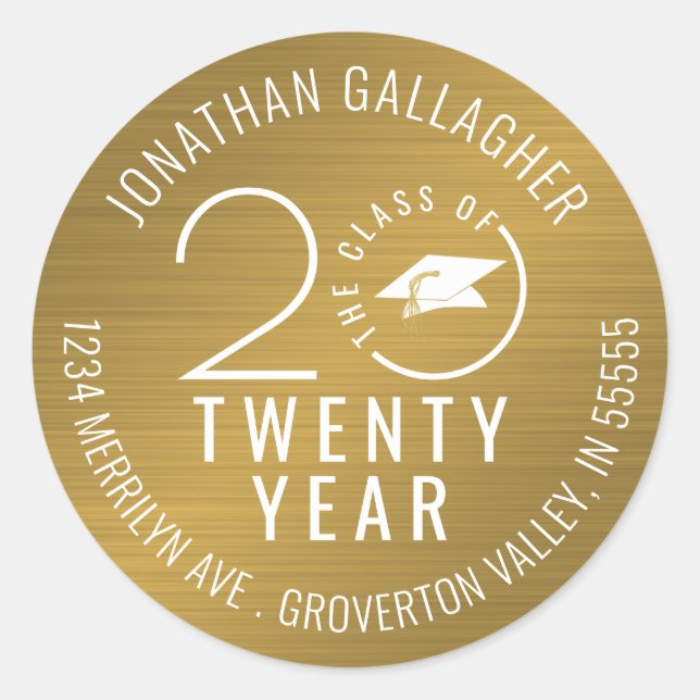 Sticker Rond Classe de finition classe Année Gold Retour Adress (Devant)