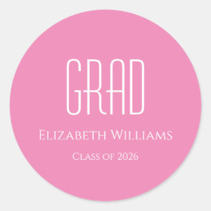 Sticker Rond Classe de Graduation de 2025 Pink Minimalist