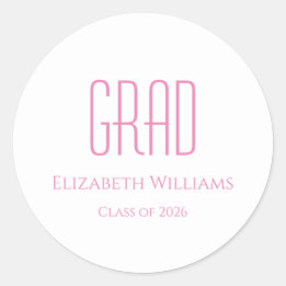 Sticker Rond Classe de graduation de 2025 Typographie rose simp