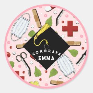 Sticker Rond Classe de graduation infirmière de 2025 Stick rond