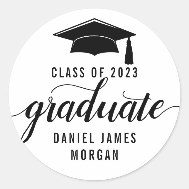 Sticker Rond Classe De Graduation Party Personnalisée De 2023 (Devant)