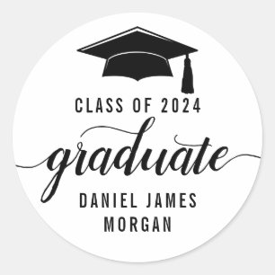 Sticker Rond Classe De Graduation Personnalisée De 2024